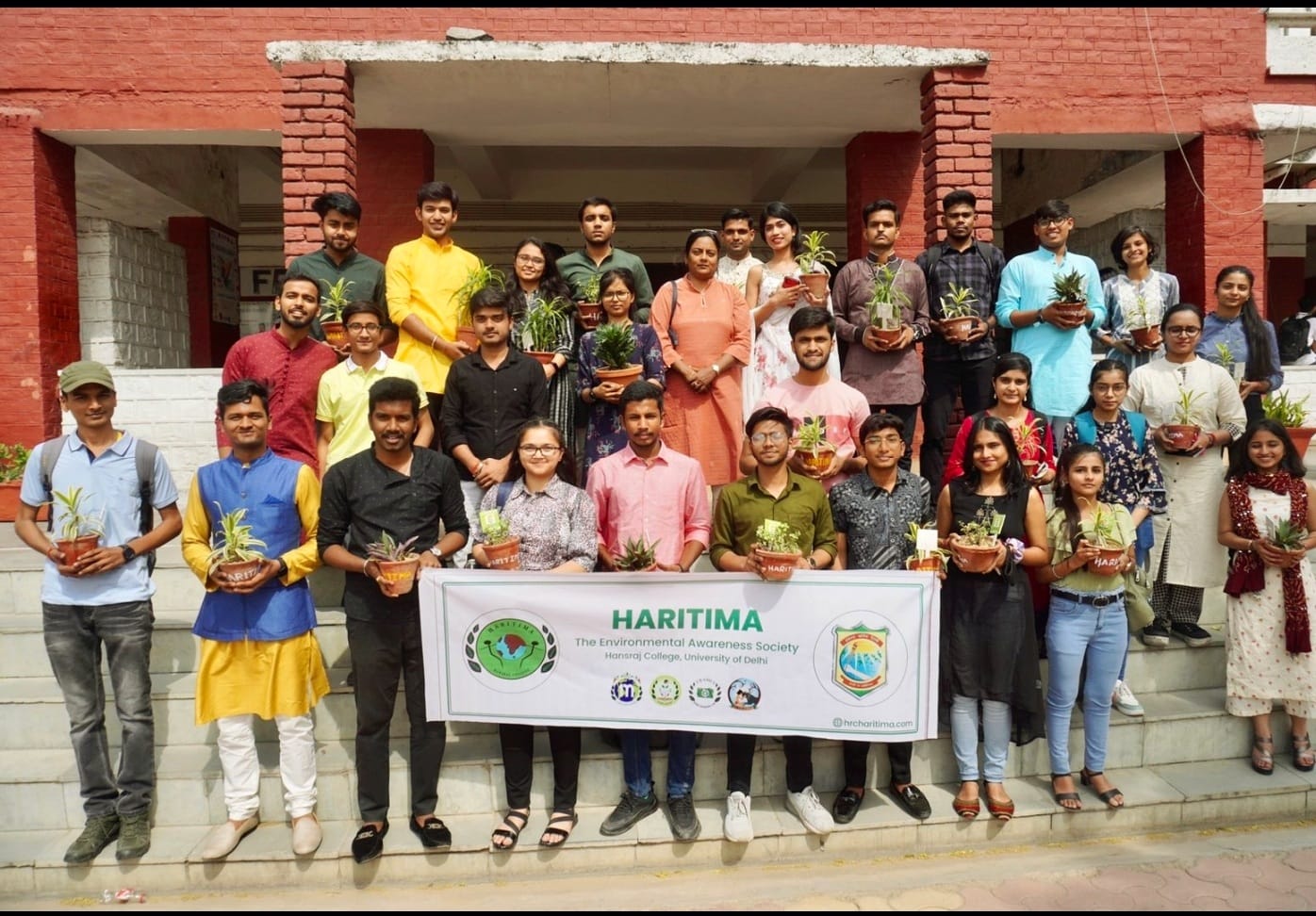 Gifting 54 plants to Haritma, the students Environmental Society of Hansraj College, Delhi.