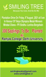 Smiling Tree pledges to plant 100 saplings for every medal won by India at the Tokyo Olympics. 