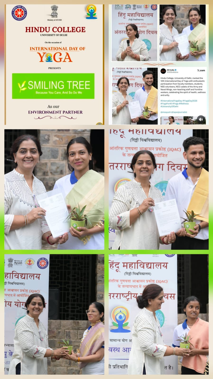 Smiling Tree joined Hindu College where 12th International Day of Yoga was commemorated under the theme “Yoga for Healthy Ageing”, on 21st June.